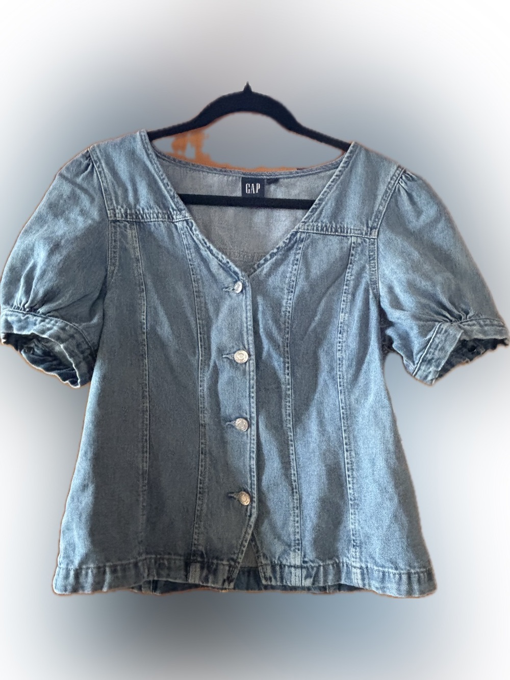 GAP Light Blue Denim Collar Top
